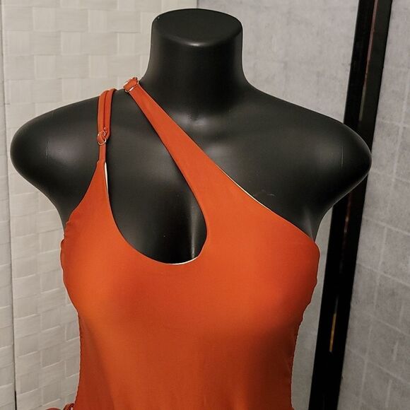 EOMENIE ONE SHOULDER ONE PIECE SWIMSUIT FOR WOMEN HIGH CUT TIE SIDE - Picture 12 of 16